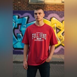 NWT Full Send Unisex Red Short Sleeve Tee Shirt University Full Send - Size 3XL